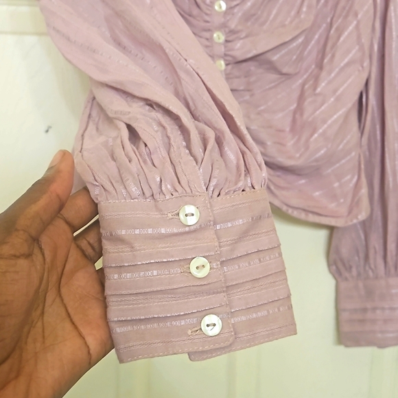 🌸Free People Tops | Free People Ruffle Blouse Lila | Color: Purple |💮 - Picture 4 of 7